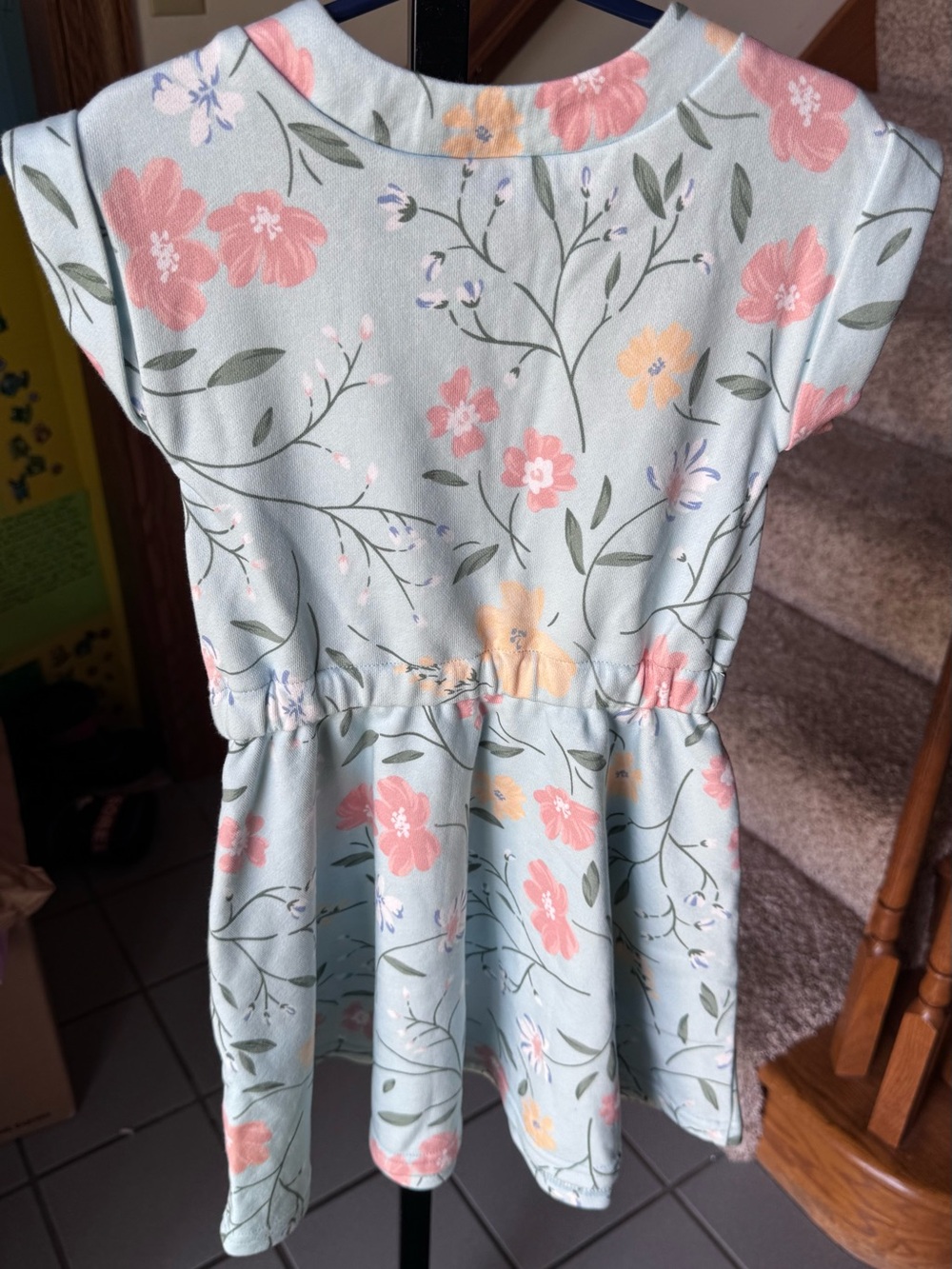 NWT Girls’ Deux Par Deux Printed French Terry Dress - Baby Blue Flowers - Picture 6 of 6